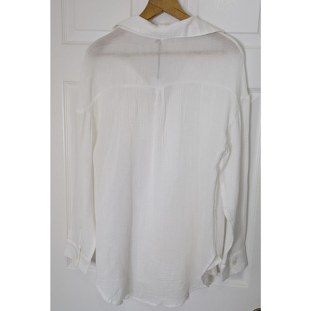 Women's Long Sleeve Cover Up White XS Gauze Shirtdress Beach Pool Travel - Picture 2 of 7